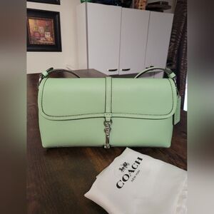 Coach Hamptons Small Leather Shoulder Bag.  Color: Pale Pistachio